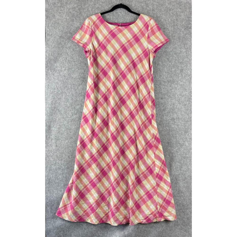 Talbots Pink Plaid Maxi Dress